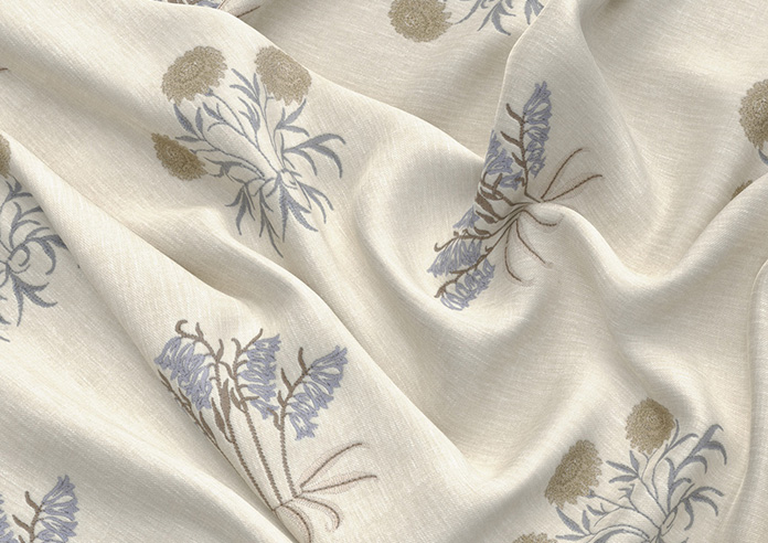 William Morris At Home Lily Flower Embroidery, Woad - Made to Measure Curtains - Image 4